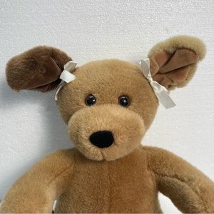 Build a Bear Brown Puppy Dog with White Bows Plush Stuffed Animal